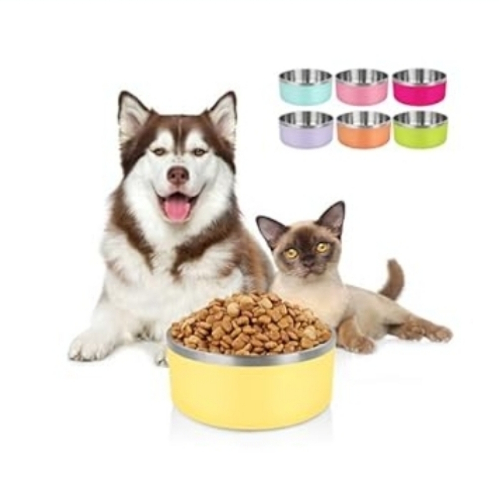 Stainless Steel Pet Bowls Non Slip Rubber Bottom Double Wall Insulated Rustproof